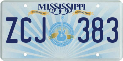 MS license plate ZCJ383
