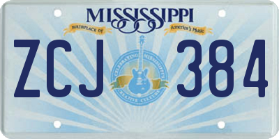 MS license plate ZCJ384