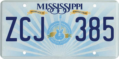 MS license plate ZCJ385