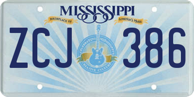 MS license plate ZCJ386