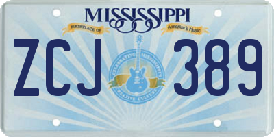 MS license plate ZCJ389