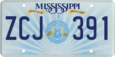 MS license plate ZCJ391