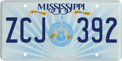 MS license plate ZCJ392