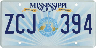 MS license plate ZCJ394