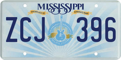 MS license plate ZCJ396