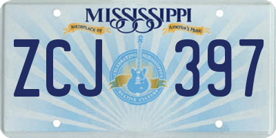 MS license plate ZCJ397