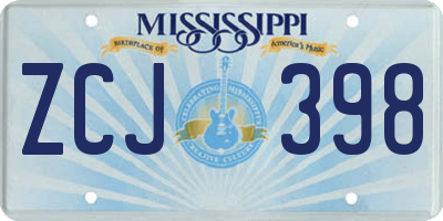MS license plate ZCJ398