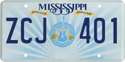 MS license plate ZCJ401