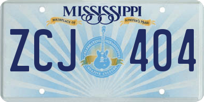 MS license plate ZCJ404