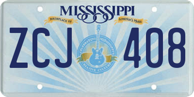 MS license plate ZCJ408