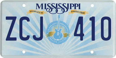 MS license plate ZCJ410