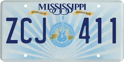 MS license plate ZCJ411