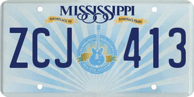 MS license plate ZCJ413