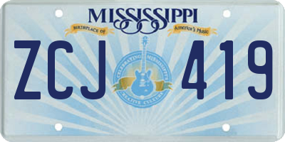 MS license plate ZCJ419