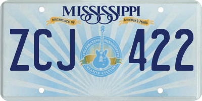 MS license plate ZCJ422