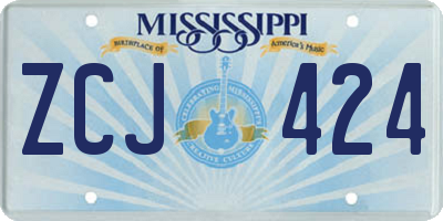 MS license plate ZCJ424
