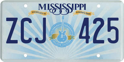 MS license plate ZCJ425