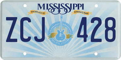 MS license plate ZCJ428