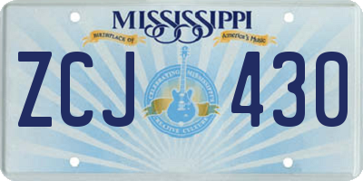 MS license plate ZCJ430