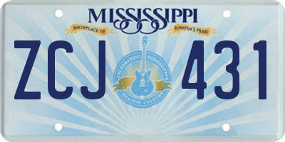 MS license plate ZCJ431