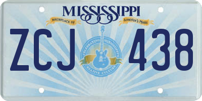 MS license plate ZCJ438