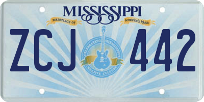 MS license plate ZCJ442