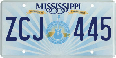 MS license plate ZCJ445