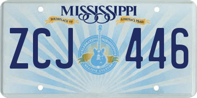 MS license plate ZCJ446