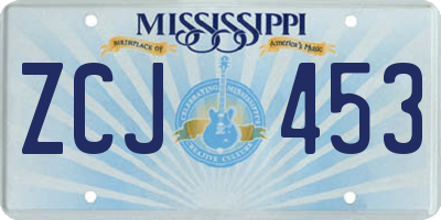 MS license plate ZCJ453