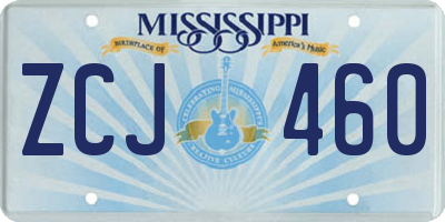 MS license plate ZCJ460