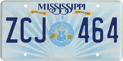 MS license plate ZCJ464