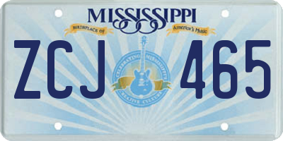 MS license plate ZCJ465
