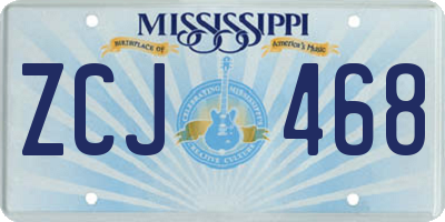 MS license plate ZCJ468