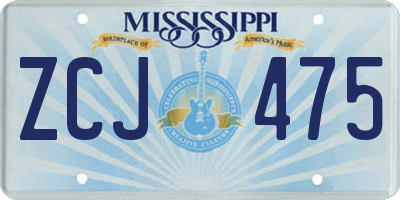 MS license plate ZCJ475