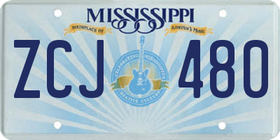 MS license plate ZCJ480