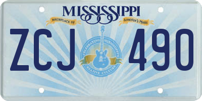 MS license plate ZCJ490
