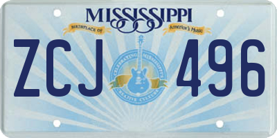 MS license plate ZCJ496