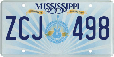 MS license plate ZCJ498