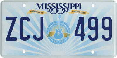 MS license plate ZCJ499