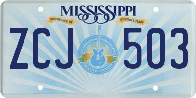 MS license plate ZCJ503