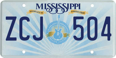 MS license plate ZCJ504