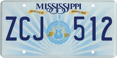 MS license plate ZCJ512