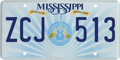 MS license plate ZCJ513