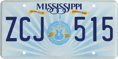 MS license plate ZCJ515