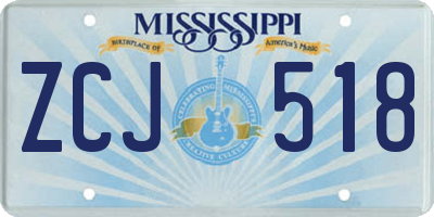 MS license plate ZCJ518