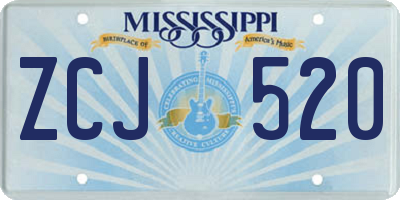 MS license plate ZCJ520