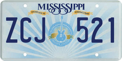 MS license plate ZCJ521