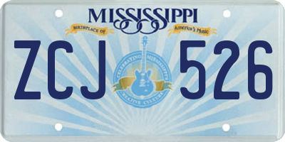 MS license plate ZCJ526