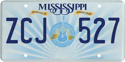 MS license plate ZCJ527