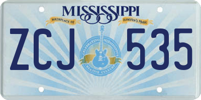 MS license plate ZCJ535